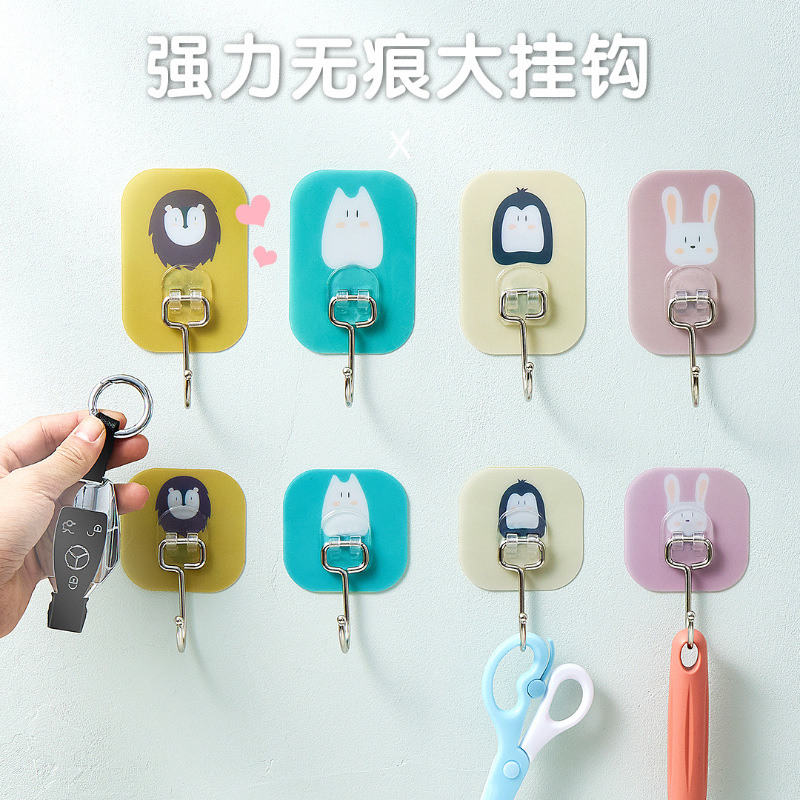 卡通亚克力铁艺挂钩卡通创意收纳粘钩厨房卫生间墙上免打孔大粘钩