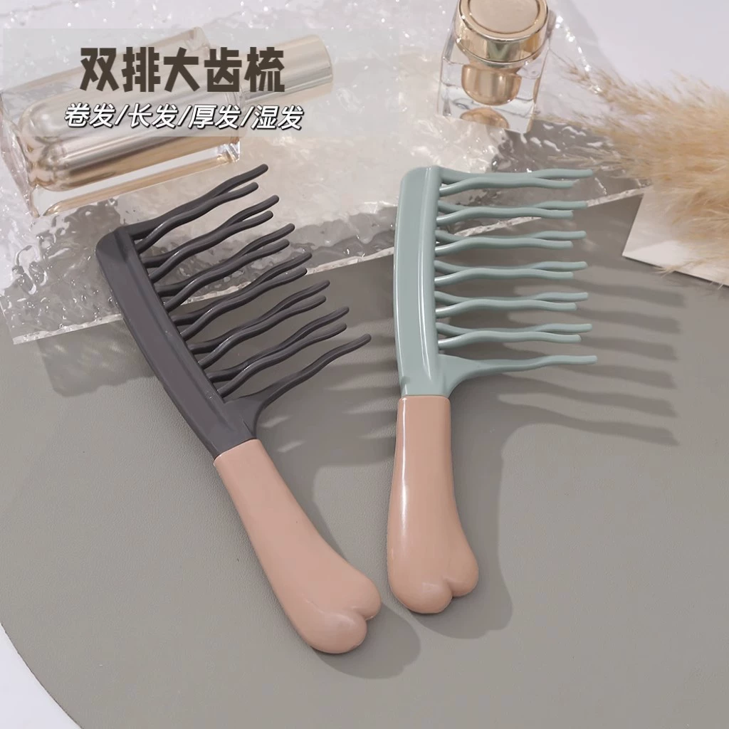 Двухрядная волнистая расческа для завивки зубов, ручка для массажа кожи головы, пушистая расческа для парикмахерской, антистатическая расческа для завивки волос
