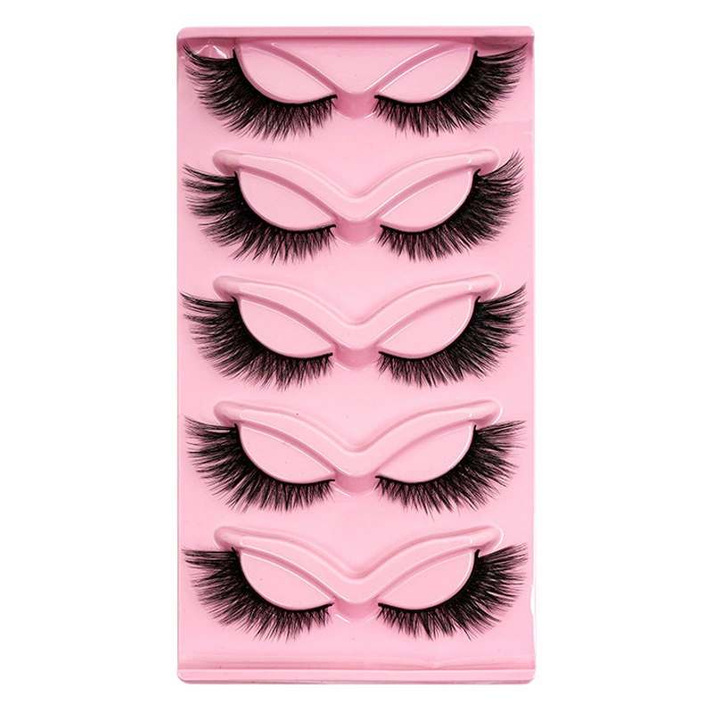 Европейские и американские трансграничные бестселлеры: накладные ресницы, набор из пяти пар в одном, ресницы «кошачий глаз» наклонные, плоские длинные ресницы для сценического макияжа