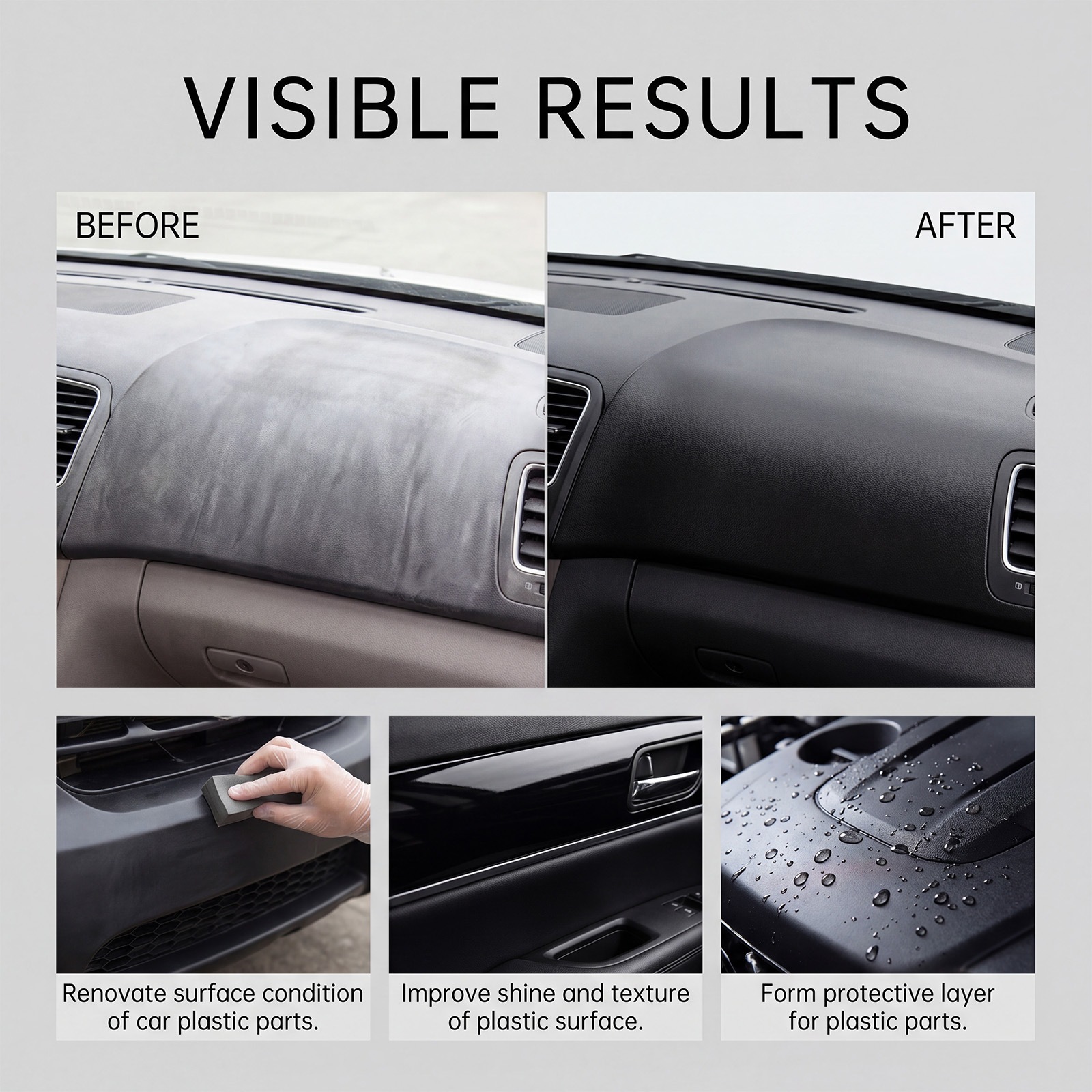 Car Plastic Refurbishment Agent, Interior Whitening Remover, Blackening and Brightening Agent, Anti-Aging Daily Care and Maintenance Cleaner