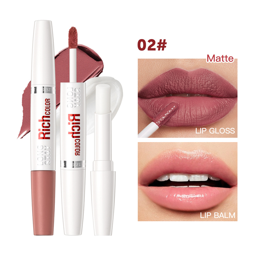 QIBEST double-headed lip glaze lip balm moisturizing moisturizing non-stick Cup not easy to decolorize long-lasting matte lipstick