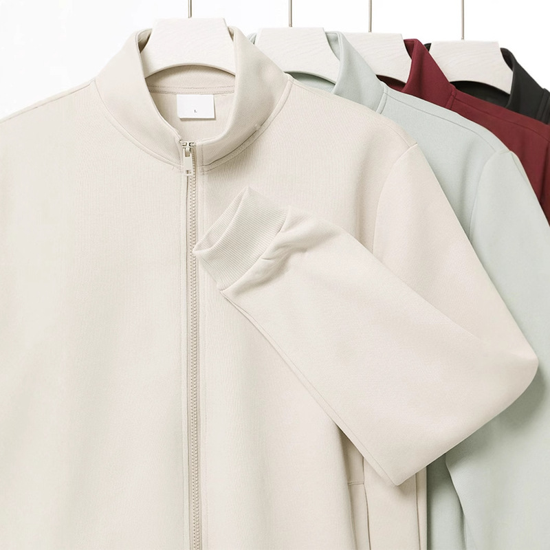 Heavy 380g composite cotton collar zipper vests men's fashion brand casual loose cardigan coat solid color work clothes