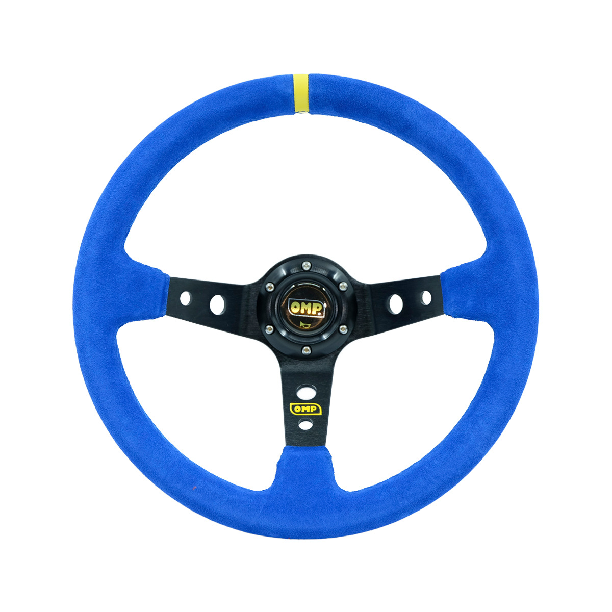 Universal 14 inch OMP Modified Quick Release Steering Wheel Universal Suede Deep Dish (Steering wheel) - blue-suede-black-frame