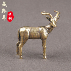 黃銅藏羚羊桌面擺件十二生肖羊工藝品文玩茶寵擺飾山羊工藝品批發