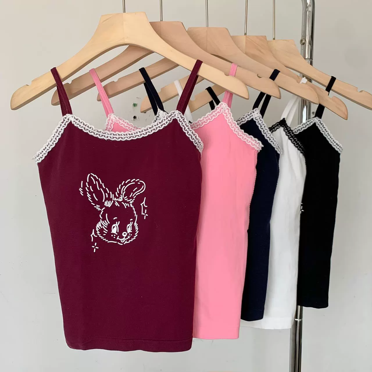 Underwear, cute rabbit, top with cups for students, flowered, beautiful back