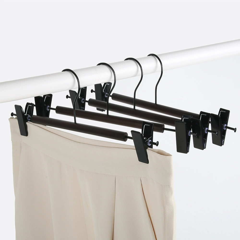 Деревянная вешалка для брюк с зажимами для домашнего использования, вешалка для юбок, не оставляющая следов вешалка для брюк с зажимами для хранения в гардеробе.