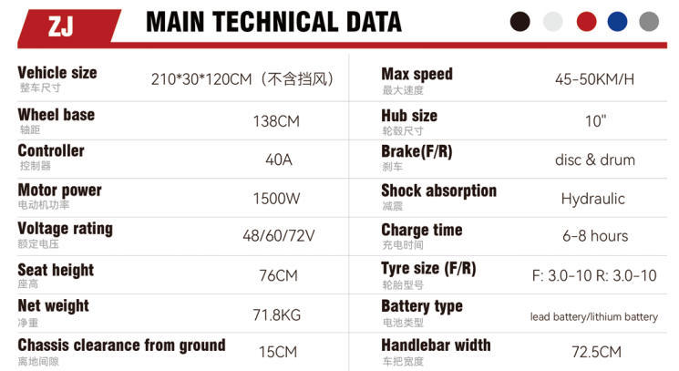 ZJ Electric Motorcycle, High Power, Long Range