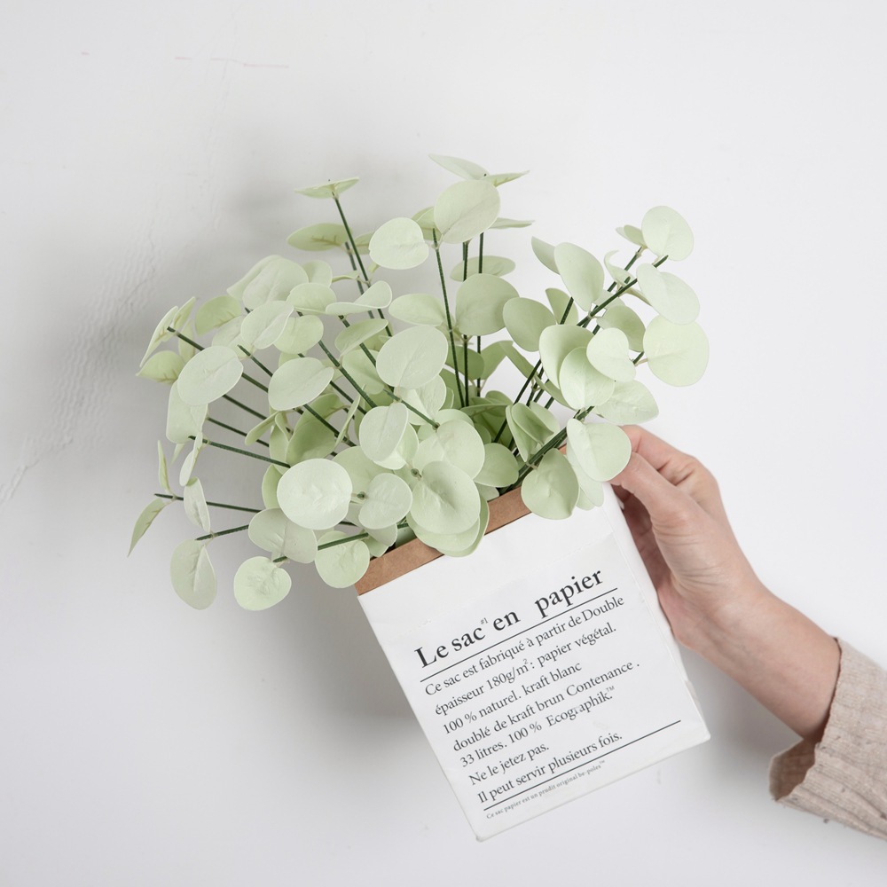 INS風PE尤加利葉金錢葉仿真花廠家家居裝飾跨境批發假花MW09919