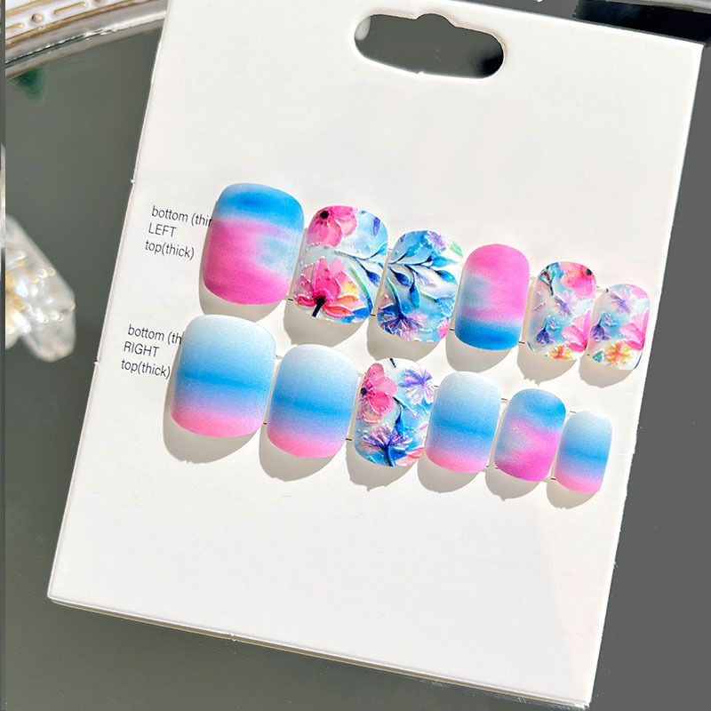 24 piezas de puntas de uñas postizas para adultos, estilo corto, uñas postizas en relieve, nuevas pegatinas de uñas, puntas de uñas tridimensionales