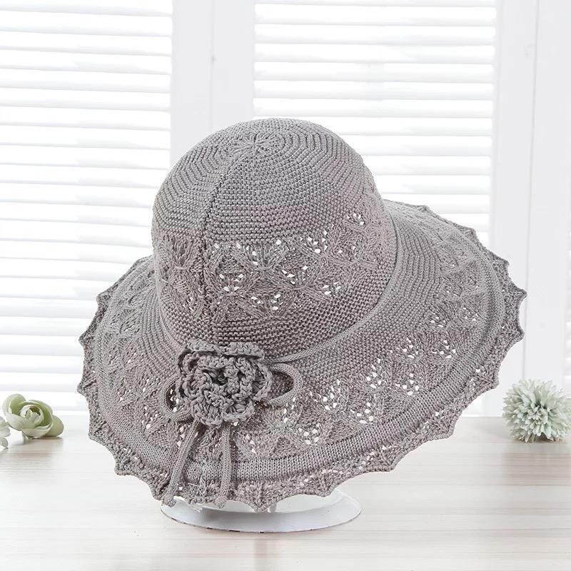 Women's Sweet Simple Style Flower Bow Knot Flowers Wide Eaves Cloche Hat display picture 5