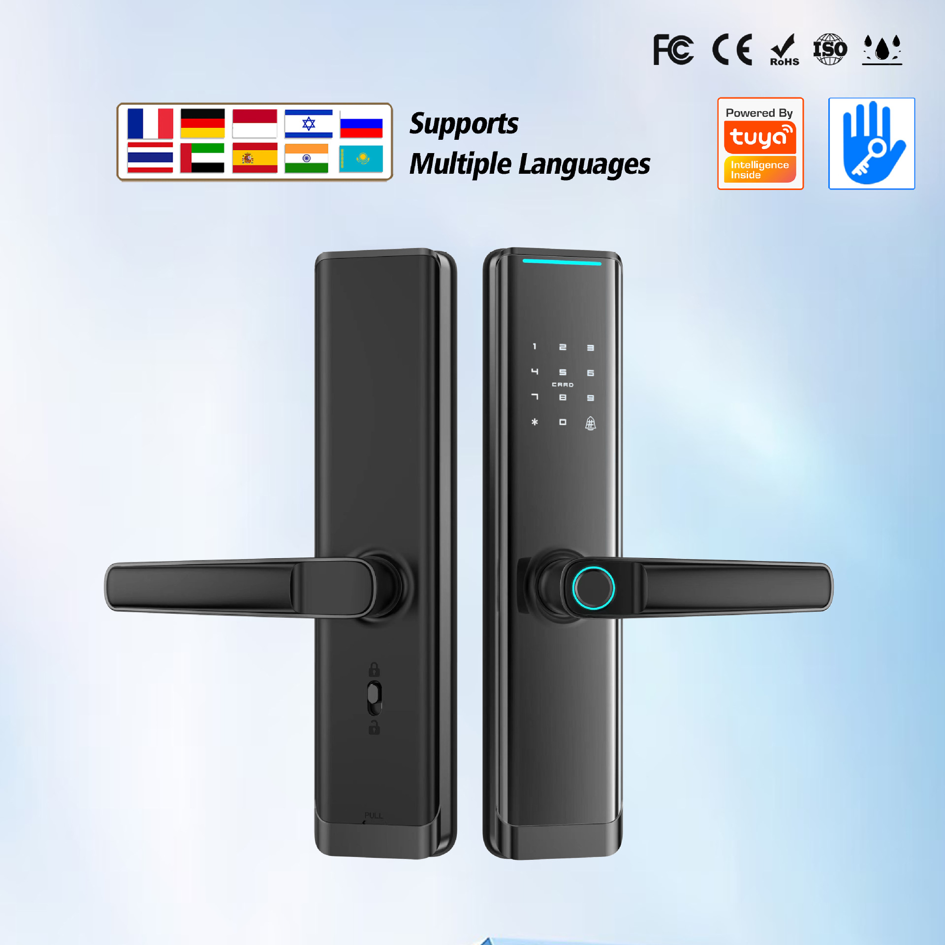 通通智能锁4G锁远程下发WIFI密码锁涂鸦支持八国语言指纹锁呼吸灯