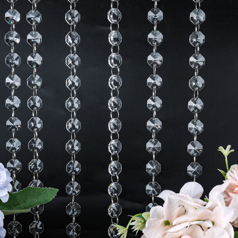 Transparent Acrylic Octagonal Beads Wedding Crystal Bead Curtain Door Curtain Bead Chain Wedding Scene Stage Guide Decoration Bead String