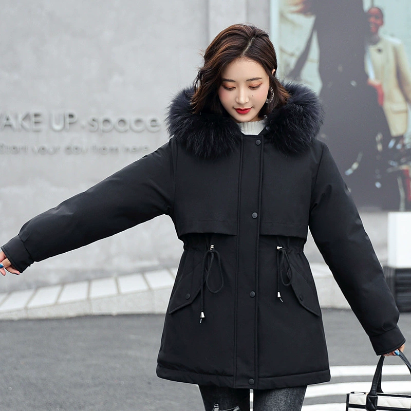 Long winter keep warm warm jeans, down jacket, mid-length, Korean style, plus size