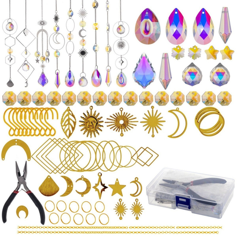 200PCS Crystal Sun Catcher DIY Handicraft Material Kit Pendant Rainbow Maker Window Hanging Prism