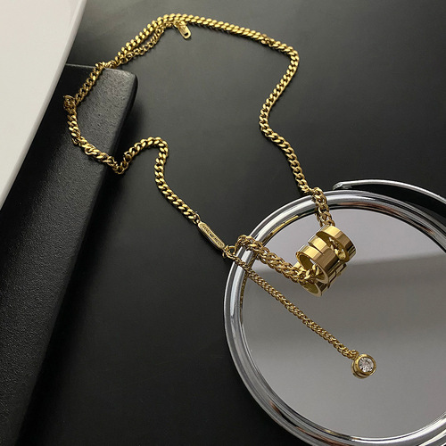  New Spring Metal Tank Top Chain Slim Waist Titanium Steel Non-Fading Necklace Fashion Clavicle Chain Neck Chain for Women