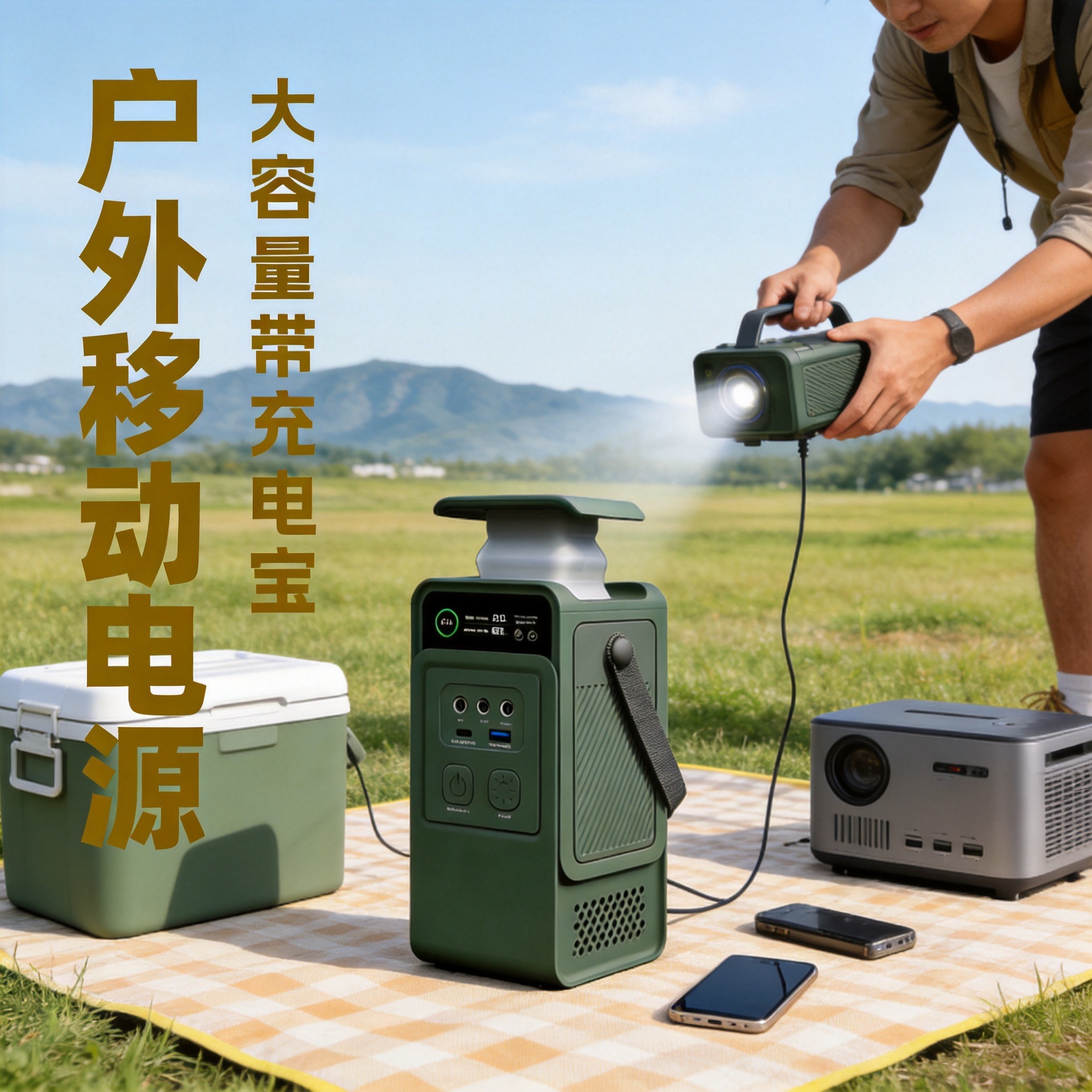 Fuente de alimentación de almacenamiento de energía al aire libre 220v mercado nocturno puesta en punto de alimentación móvil 200W camping reserva almacenamiento de energía de emergencia portátil