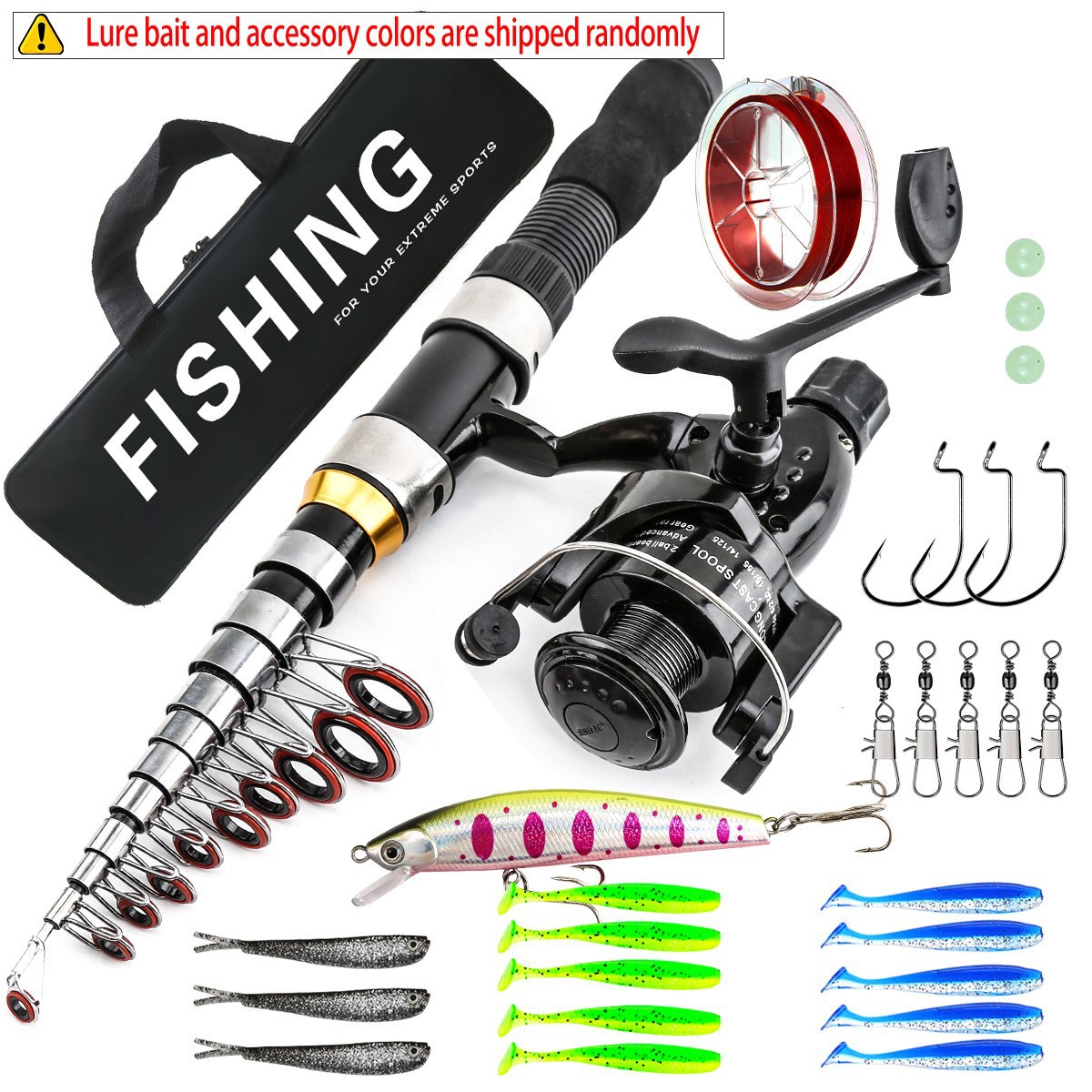 Ultra-Short Sea Fishing Rod Set, Lure Rod and Reel Combo, Portable Cross-Border Fishing Rod Complete Set with Hooks and Artificial Hard Baits Wholesale
