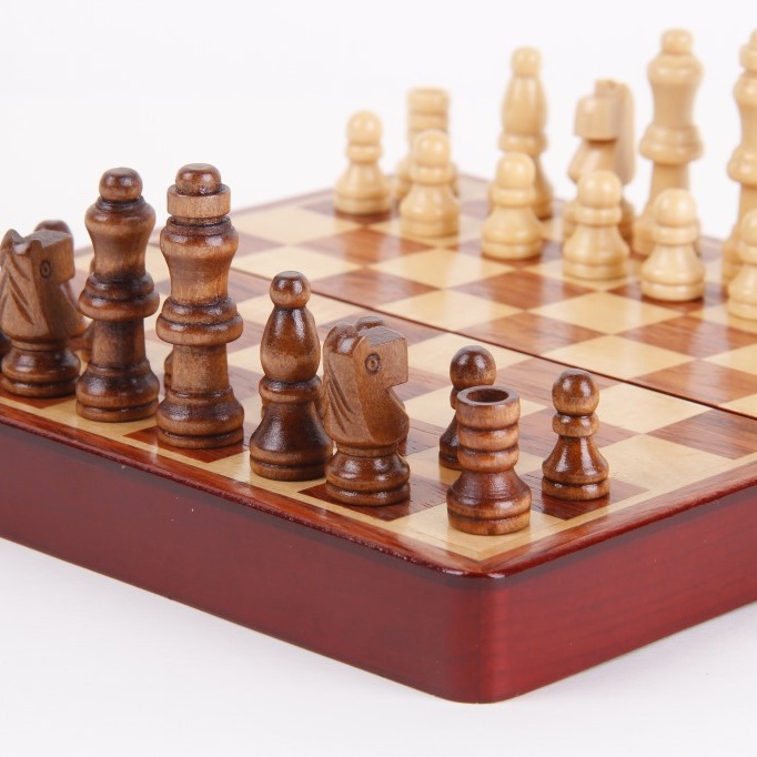 木制国际象棋  国际跳棋 2合一 手工贴木皮 镶嵌国际象棋 wooden