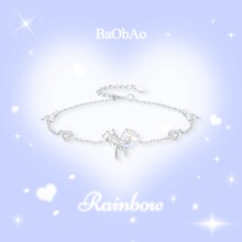 BaObAo原创设计925银梦幻蝴蝶结爱心水滴手链女ins精致高级感首饰