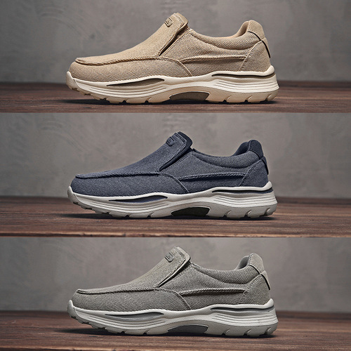 Factory Direct Sale Canvas Shoes Men Old Beijing Fabric Shoes One-Piece Thick Sole Lazy Man Men Extra Large Size 48 Fabric Shoes