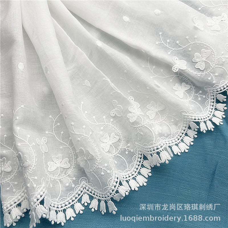 Luoki Milk Silk Three-Dimensional Embossed Cotton Lace Tassel DIY Clothing and Home Textile Accessories Butterfly Embroidery Floral Fabric Luoki Milk Silk Three-Dimensional Embossed Cotton Lace Tassel DIY Clothing and Home Textile Accessories Butterfly Embroidery Floral Fabric