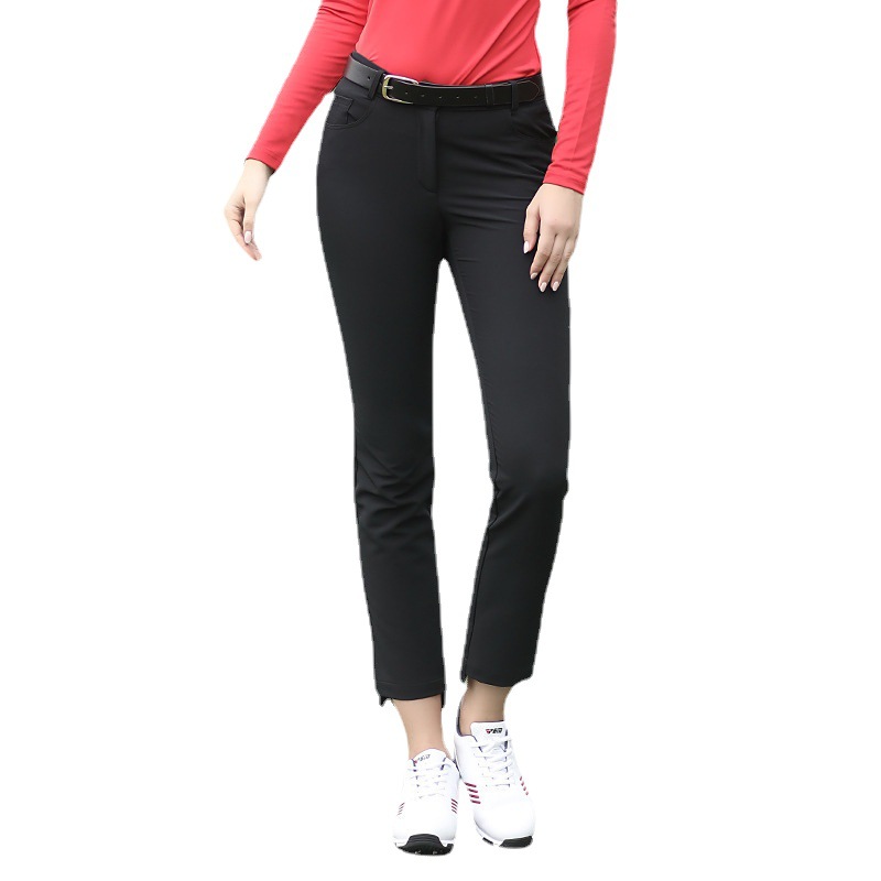 Quần thể thao nữ dài 9 phân golf PGM vải nhung mỏng thoải mái — KUZ094 quần chín phân nữ giản dị Màu Đỏ, KUZ094 quần chín phân nữ giản dị màu đen, KUZ094 quần chín phân nữ giản dị màu trắng