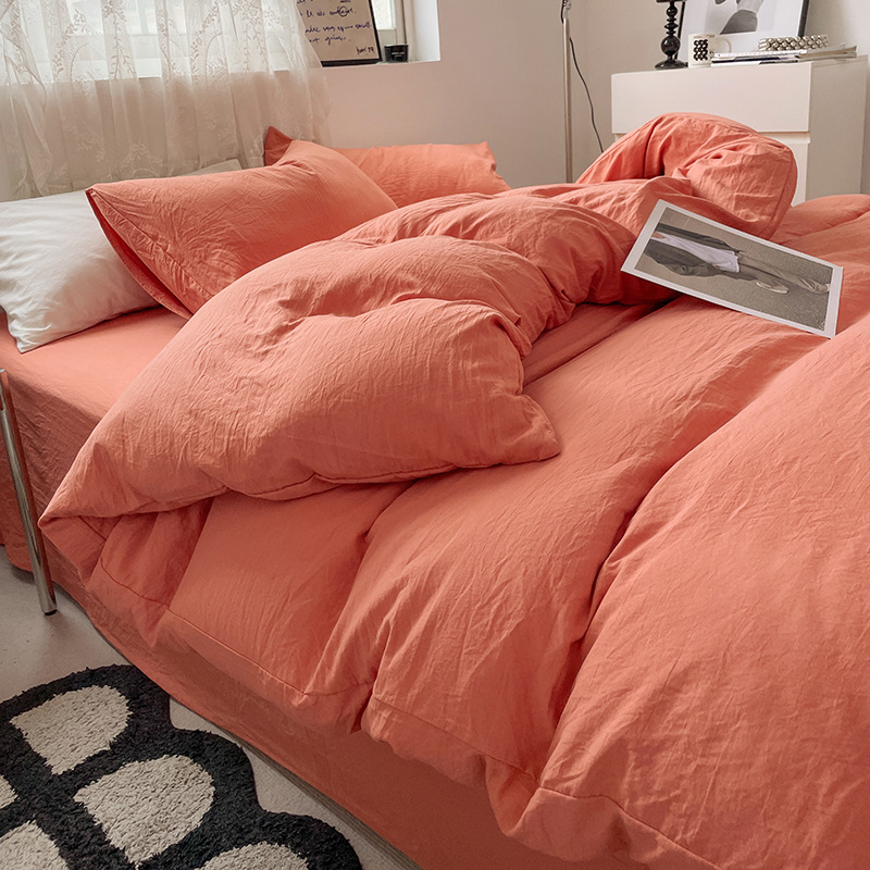 Naranja Romántico / Juego de sábanas de 1,2 m de tres piezas (funda de edredón 150x200cm)