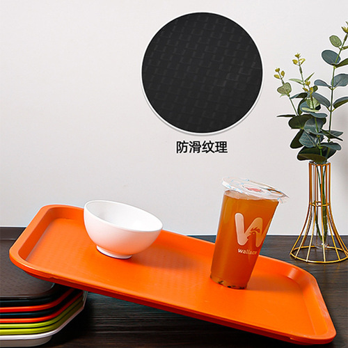 PP rectangular tray canteen restaurant buffet commercial plastic imitation porcelain two-ear anti-slip serving tray dinner plate