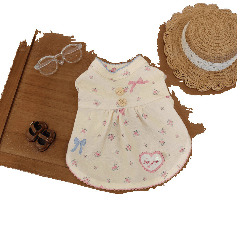 Perros para mascotas, gatos, primavera y verano, falda de chaleco de estilo occidental dulce, anti-caída de pelo, lindo peluche, bichón, ropa para perros pequeños