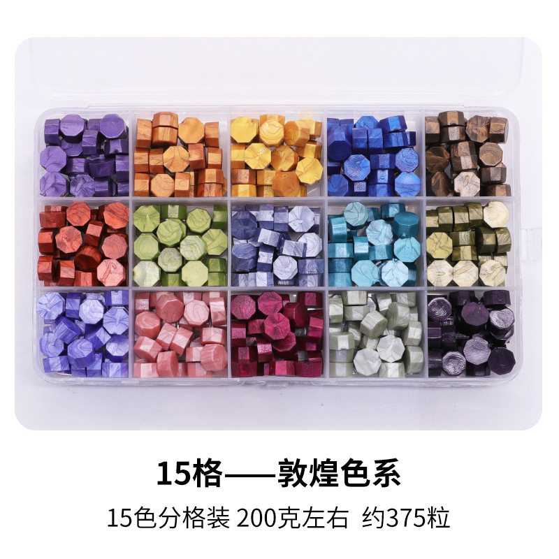 Fuego pintura cera grano traje de color mezclado 24 caja de cuadros de color ocho lados fuego pintura sellado cera fuego pintura sello cera grano fábrica al por mayor