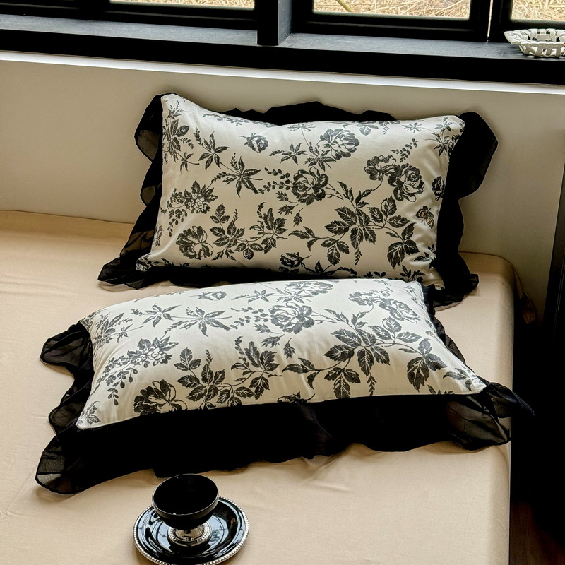 Nordic French Vintage Boho Vintage French Hepburn-style Pure Cotton Four-piece Set, All-cotton Lace Duvet Cover, Bed Fitted Sheet, Three-piece_voghion.com