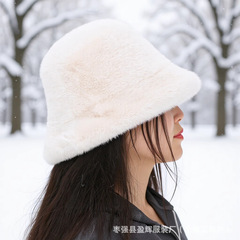 秋冬用ぬいぐるみ漁師帽、フェイクファー、厚手、保温、大人用、大きなつば、防風、防寒、耳当て付きボウルハット
