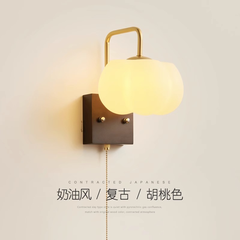 Nogal color moderno LED lámpara de pared nueva calabaza China dormitorio libro habitación lámpara de noche estilo chino pasillo lámparas