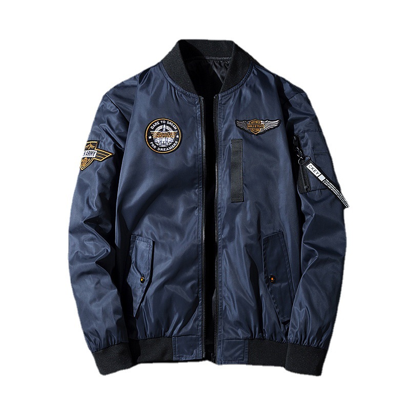 Men's Clothing workwear jacket double sided wear autumn and winter ma1 pilot jacket men's embroidered baseball jacket large size_voghion.com