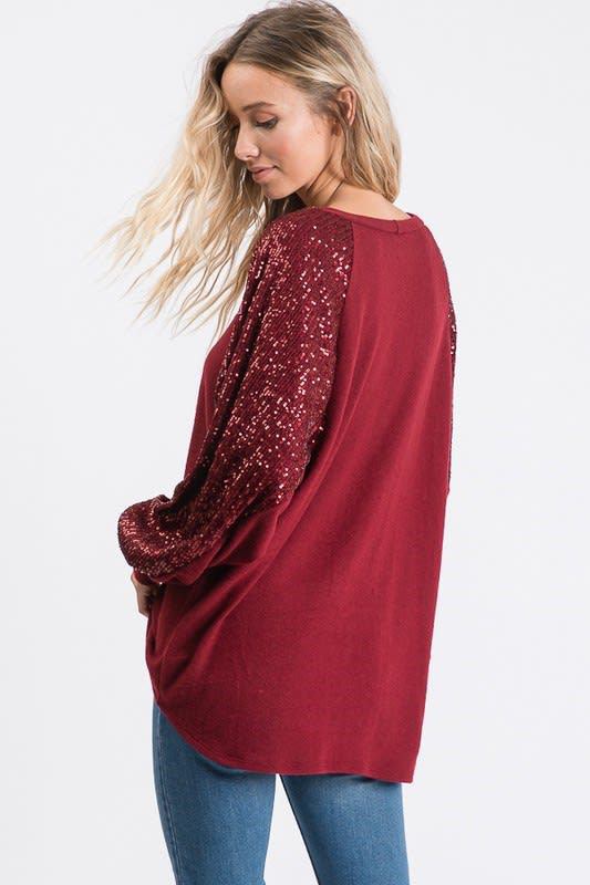 Daily Occasion Round Neck Neckline Fashion Solid Color Polyester Round Neck Long Sleeve Batwing Sleeve Sequins Hoodie
