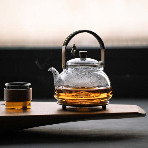 Japanese-style glass teapot high temperature resistant steaming dual-purpose home office lifting kettle around the stove to cook tea electric ceramic stove set