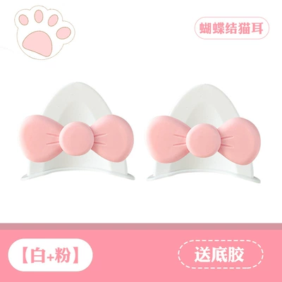 Motosiklet dəbilqələri: Accessories Cute Bow Bear - cat-ear-bow-white-pink-comes-with-traceless-glue