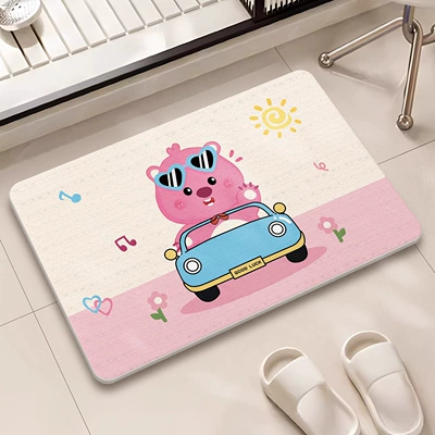 Avtomobil döşəmə paspasları, Door Absorbent Quick-Drying Carpet Bathroom - ruby-driving-car-square-white-background-396009cm