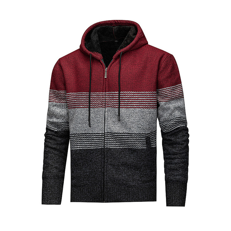 Amazon otoño invierno cardigan chaqueta hombre Europa América y América suéter con capuz chaqueta de punto casual