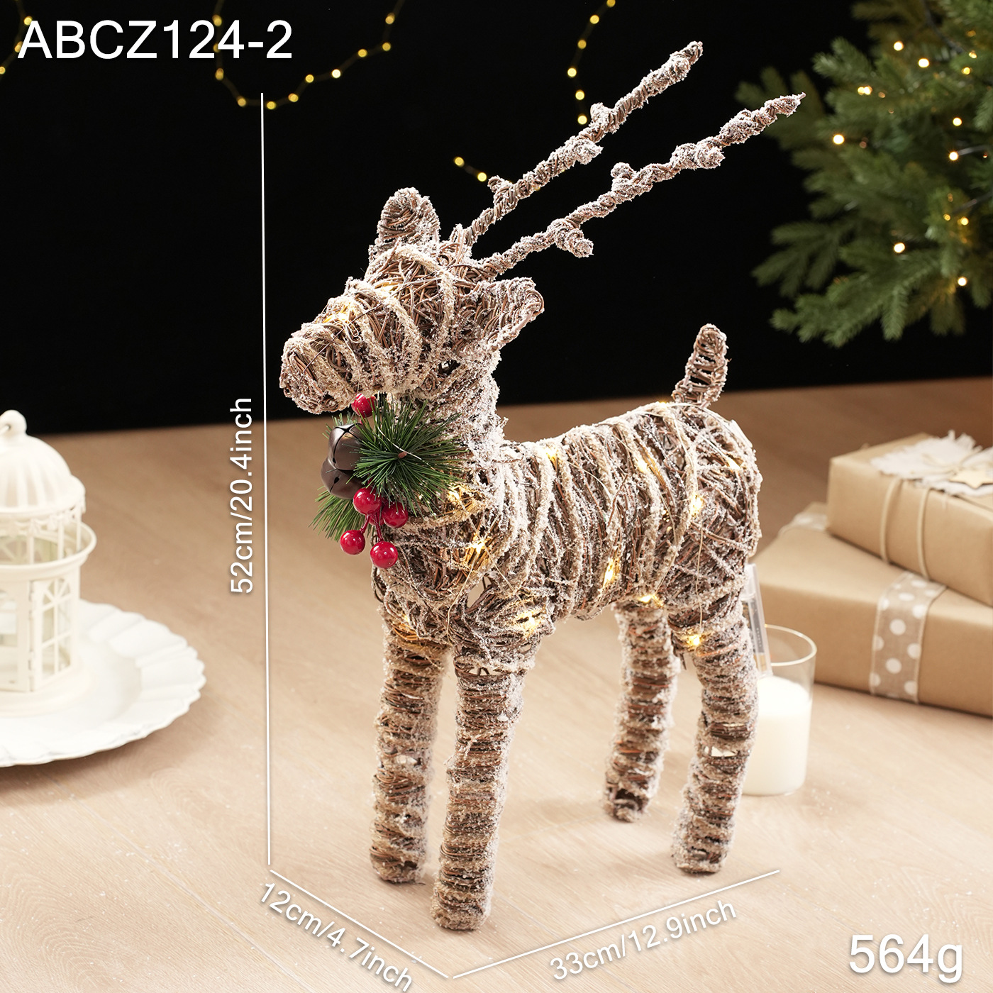 Navidad de hierro forjado muñeco de nieve árbol de Navidad alce regalos de polvo pegajoso cuerda de cáñamo brillante Navidad creativa decoración de ventanas de escritorio