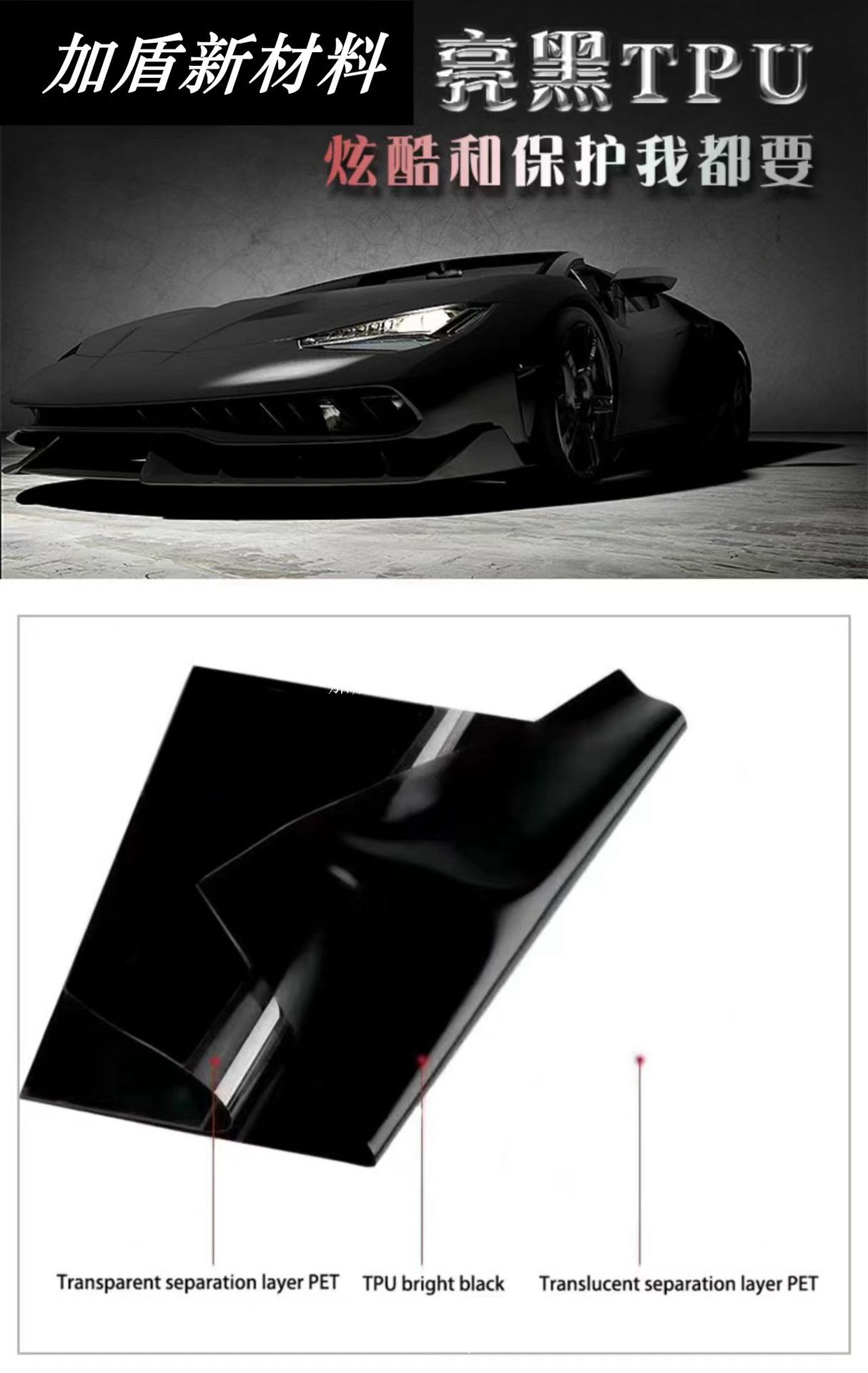 Imported Tpu Super Bright Piano Black Color Changing Film Bright Black Full Car Car Clothing Matte Color Changing Modified Paint Protective Film