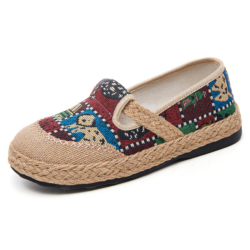 Zapatos mujer todo-fósforo verano nuevo estilo poliuretano ligero y cómodo zapatos de tela viejos de Beijing suela suave sin pies cansados zapatos de madre