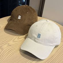 新款字母刺绣灯芯绒运动休闲男女春秋软顶棒球帽出游遮阳防晒帽潮
