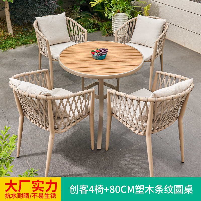 Mesa y silla al aire libre diseñador creativo bar patio mesas y sillas de tres piezas mesas de té sillas de caña modernas y minimalistas muebles