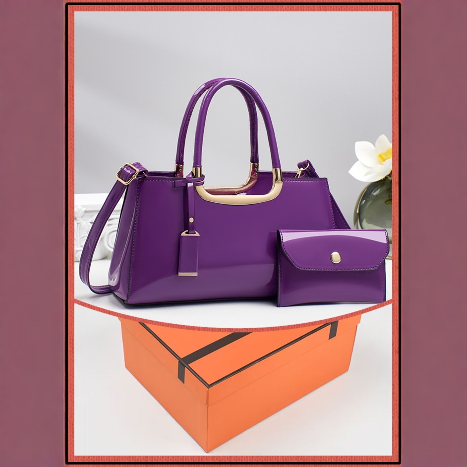 2025 New Simple Fashion Patent Leather Glossy Women's Bag Bridal Wedding Crossbody Handbag Evening Clutch - Thumbnail 2
