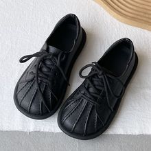 秋季新款系带贝壳头单鞋休闲学院风文艺森系女鞋平底百搭小皮鞋女