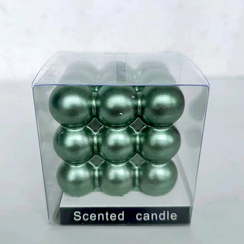 Caja de vela cubo azul Pavo Real de metal