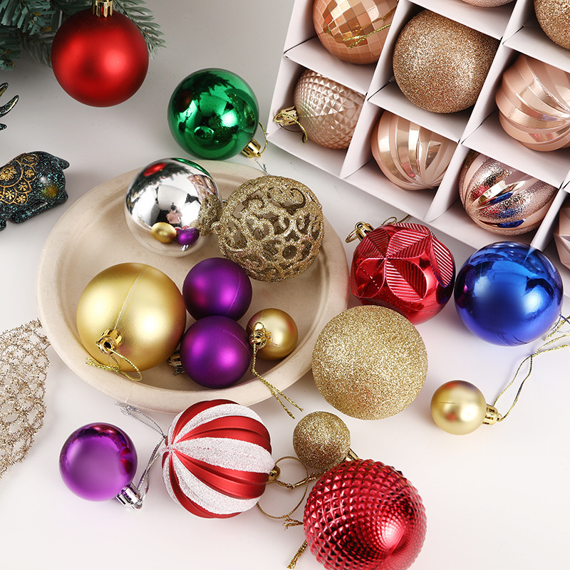 クリスマスボールセット丸桶角箱彩色絵3cm 4cm 6cmクリスマス装飾クリスマスボール装飾ボールクリスマス|undefined