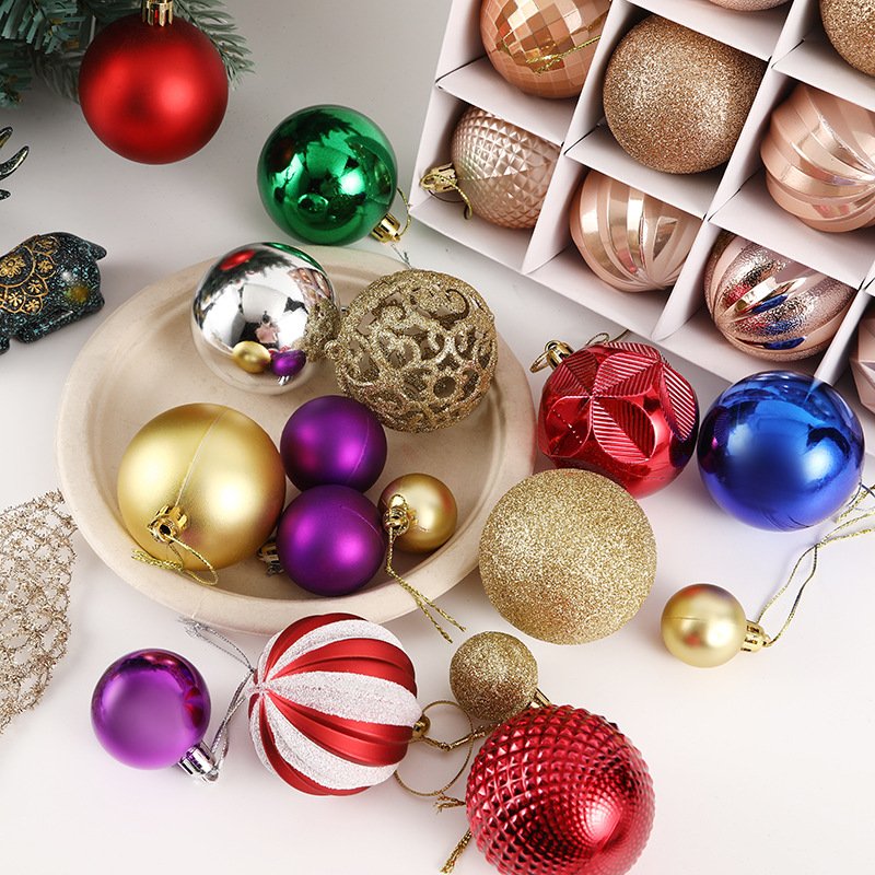 Bola de Navidad traje redondo barril caja cuadrada pintada 3cm4cm6cm decoración navideña bola colgante de Navidad bola decoración Navidad