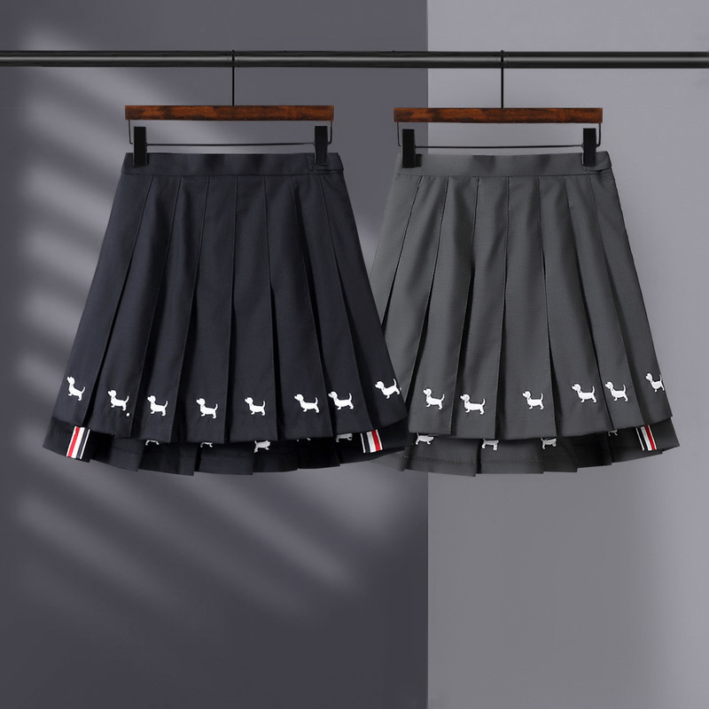 Summer Tb New Women's High-Waisted Short Front and Long Back Embroidered Dog Fresh, Sweet and Versatile Short Skirt Dropshipping